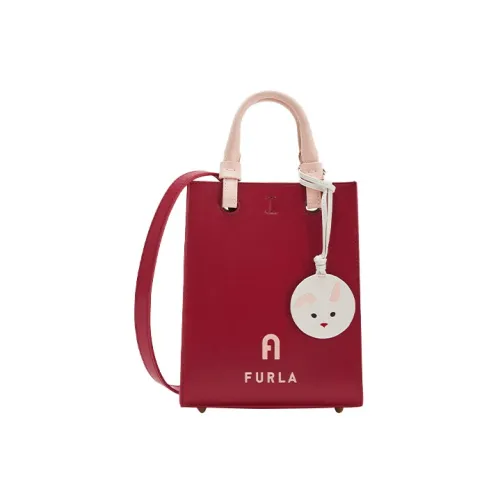 Furla Varsity Style Телячья кожа Тоут Сумка Сумка для покупок Сумка через плечо Сумка Мини Женская Красная