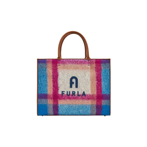 Furla Opportunity Шерстяная ткань Тоут Сумка Сумка для покупок Сумка Большая Женская Белая и Синяя