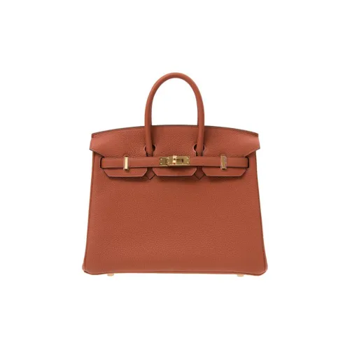 HERMES Birkin Коровья кожа Togo Сумка Birkin Сумка Стандартная Женская 6C Cuivre Тыква