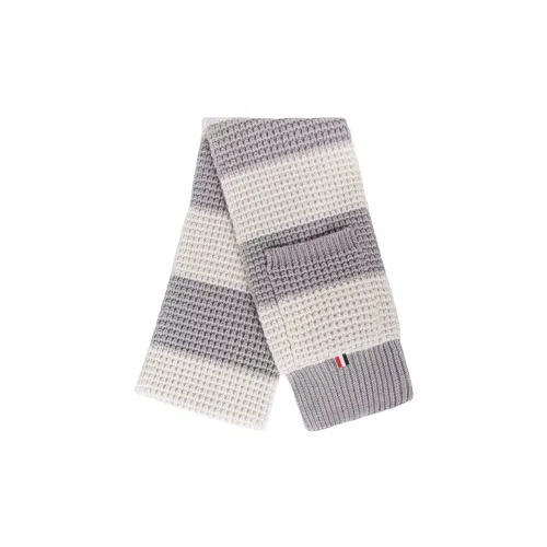 THOM BROWNE Кашемир Вязаные шарфы Серый/Экрю Женские