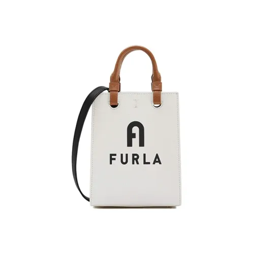 Furla Varsity Style Кожа Тоут Сумка Сумка для покупок Сумка Сумка через плечо Сумка через плечо Мини Женская Белая и Черная
