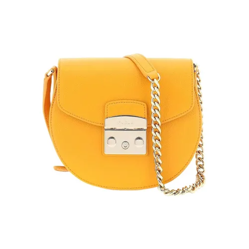 Furla Metropolis Collection Кожа Седло Сумка Сумка через плечо Сумка на плечо Мини Женская Апельсиновая