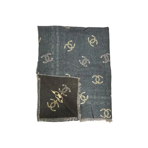 CHANEL Вязаные шарфы Синий/Серый Женские