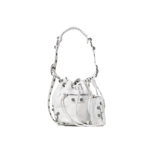 Balenciaga Le Cagole Супермягкий Крокодил Тисненый Телячья кожа Сумка-ведро Портативная Сумка через плечо Мини