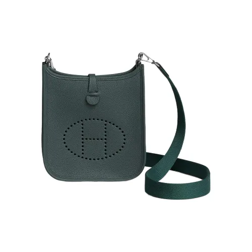 HERMES Evelyne Maurice Коровья кожа с цветным холстом плечевой ремень сумка через плечо мини женская