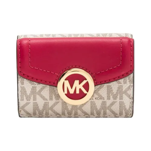 MICHAEL KORS Fulton Покрытый холст Держатель для карт кошелек Экстра Маленький Женский Серый и Фуксия