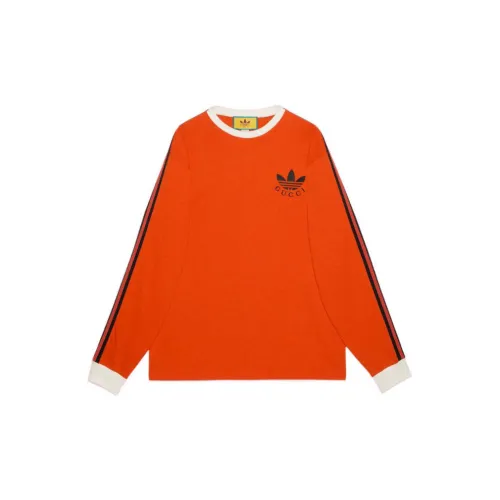 GUCCI X ADIDAS X GUCCI Co Брендированная Серия SS23 Рубашка Мужская Кирпично-красная