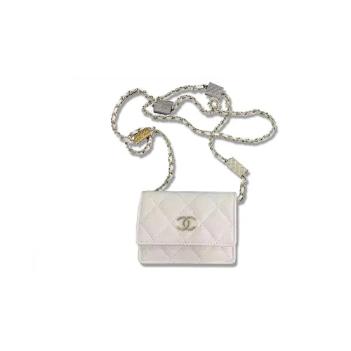 CHANEL WOC Коровья кожа Картхолдер Монетница Сумка через плечо Мини Женская Белая