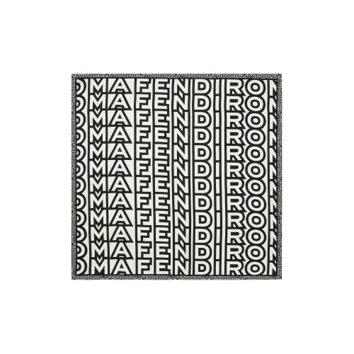 FENDI Шелковые шарфы Белый/Черный Женские