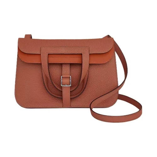 HERMES Halzan Clemence Bullock Кожа Сумка Сумка через плечо Сумка через плечо Женская Медный Красный Румяна Красный