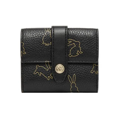 MICHAEL KORS Jet Set Travel Коровья кожа Держатель для карт Монетница Маленький Экстра Женская Черный