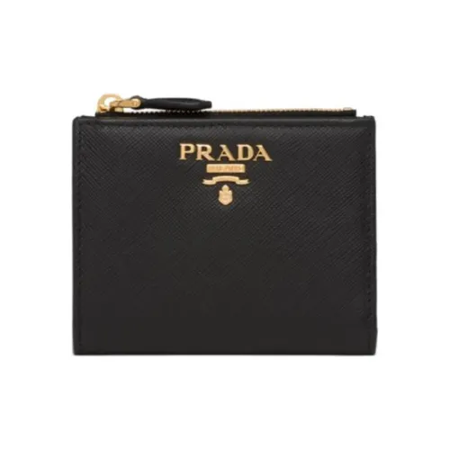 PRADA Saffiano кожа кошелек маленький женский черный