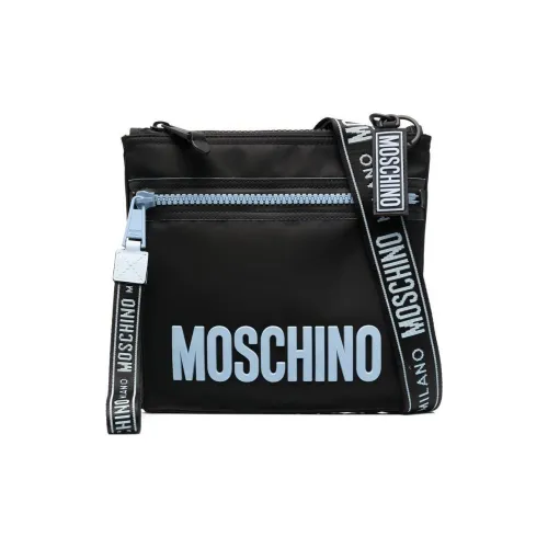 MOSCHINO Телячья кожа с тканью сумка через плечо мужская черная