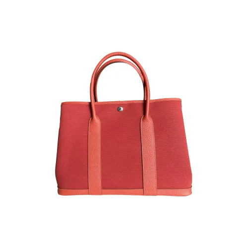 HERMES Garden Party Холст с кожей Сад Сумка Холст Сумка Женская Сумка