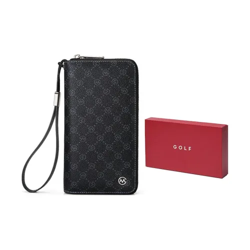 GOLF Синтетическая кожа Карман для документов Держатель для карт Кошелек Обхват запястья Сумка Клатч Маленький Мужской Черный