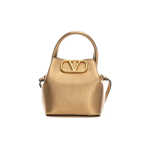 Valentino Кожа Ведрообразная Сумка Портативная Сумка через плечо Женская Золотая Сумка через плечо