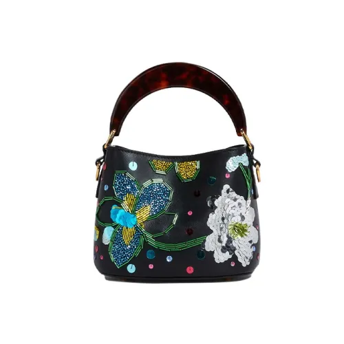 MARNI Кожа Сумка-ведро Сумка через плечо Сумка мини Женская Черная Каштановая