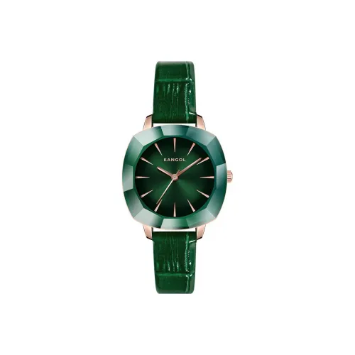 KANGOL Кварцевый механизм ремень из натуральной кожи женские часы зеленый циферблат