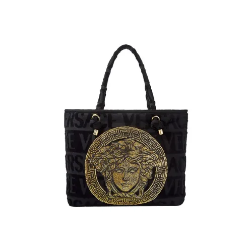 VERSACE Хлопок Тоут Сумка Сумка для покупок Сумка на плечо Сумка Женская Черная