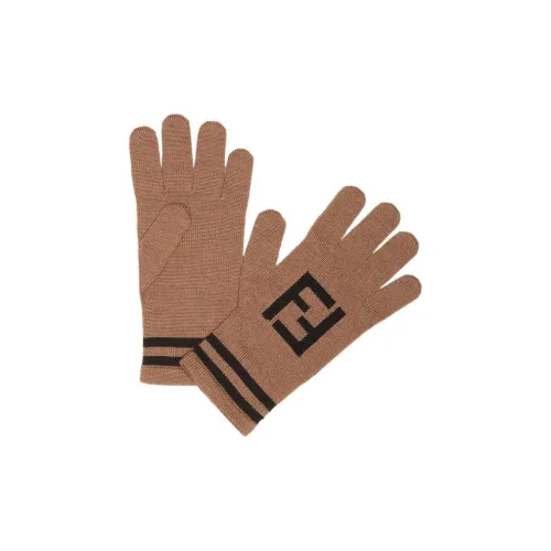 FENDI Шерстяные вязаные перчатки Мужские Коричневые