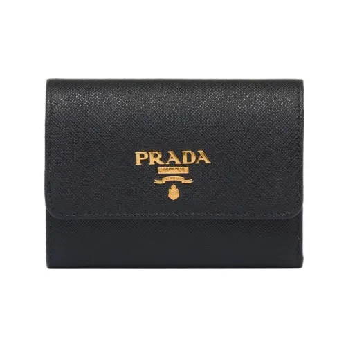 PRADA Saffiano кожа кошелек маленький женский черный