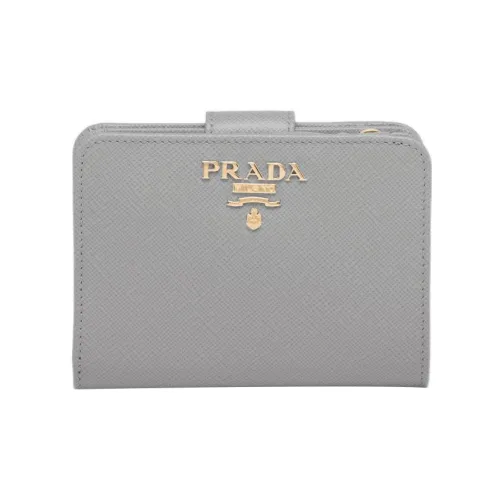 PRADA Saffiano кожа кошелек маленький женский серый