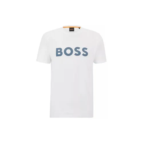 Hugo Boss Синий с Белым Lettering Мужская T-Рубашка