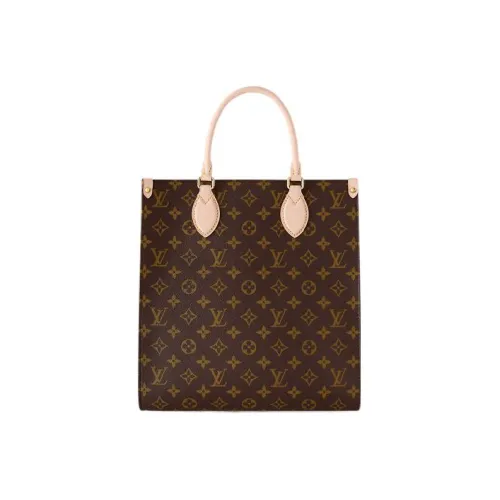 LOUIS VUITTON Sac Plat Покрытый холст Сумка с боковинами-гармошками Сумка Сумка через плечо Сумка через плечо Средний Женская Темно-коричневый
