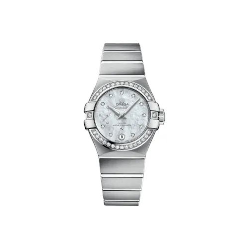 OMEGA Автоматический Механический Movement Женские Constellation Collection Часы 27мм*12,3мм Жемчужная раковина Цвет