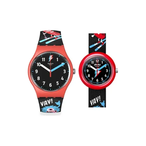 Swatch Quartz Механизм Унисекс Часы 40 мм Черный Циферблат Пластиковый Корпус Часы Силиконовый Ремешок
