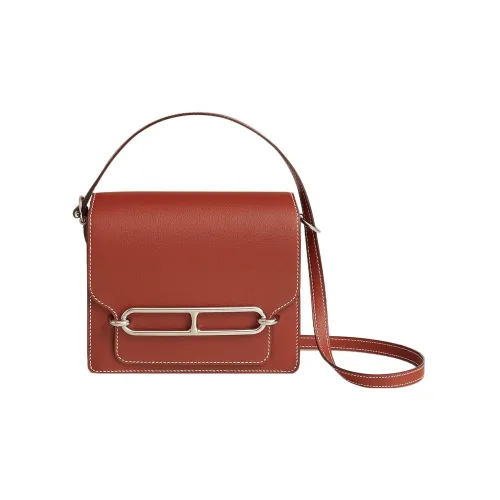 HERMES Roulis Evercolor Телячья кожа Свиной нос Сумка Сумка через плечо Мини Женские Охра Красный рододендр Красный