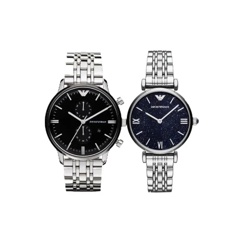 EMPORIO ARMANI Кварцевые часы механизм ремешок из нержавеющей стали 43 мм черный циферблат унисекс