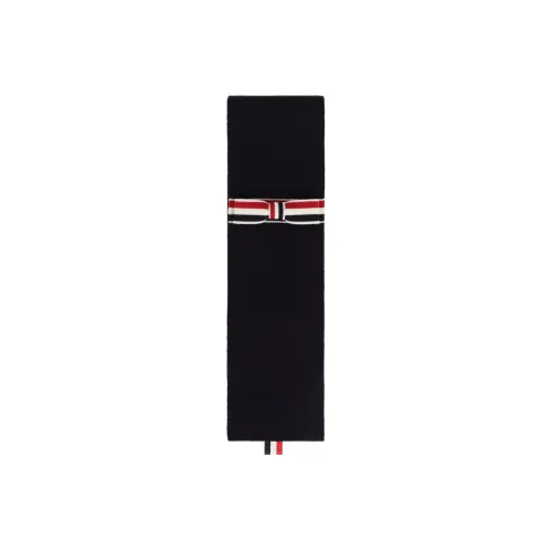 THOM BROWNE Вязаный шарф из шерсти, морской синий, женский