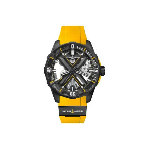 ULYSSE NARDIN· Коллекция Diving Автоматический Механический Механизм Мужские Часы 44 мм Скелетный Циферблат Титановые Чехлы для Часов