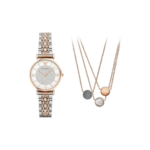 EMPORIO ARMANI Часы Кварцевый механизм Нержавеющая сталь Ремешок Белый циферблат Женские