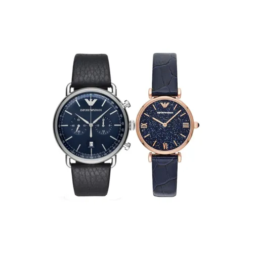 EMPORIO ARMANI Кварцевый механизм Движение Унисекс Парные часы 43mm*12mm Синий
