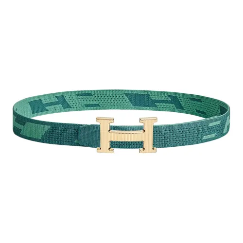 HERMES Минималистский стиль мода Универсальный H Stripes Плавная застежка Ремень Мужской Ширина 3,2 см