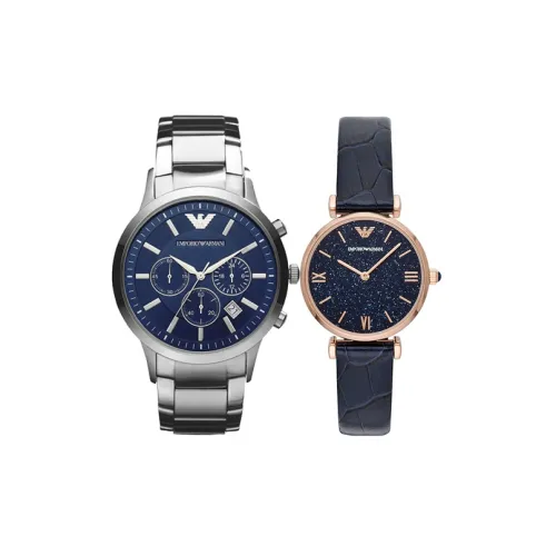 EMPORIO ARMANI Часы Кварцевый механизм Нержавеющая сталь Ремешок 43 мм Синий циферблат Унисекс