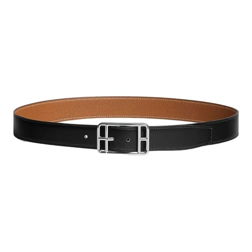 HERMES Cape Cod Ремни из коровьей кожи Мужской Черный Ширина 3,2 см