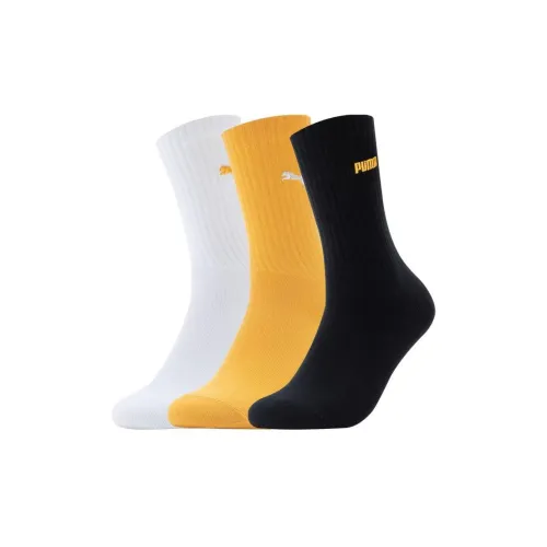 PUMA Носки Crew Унисекс 1 комплект из 3 пар Белый Желтый Черный