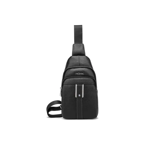 NOMK Сумка через плечо из коровьей кожи сумка-слинг среднего размера мужская черная