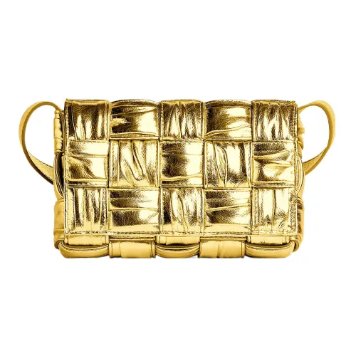 Bottega Veneta Cassette Овечья шкура Сумка через плечо Маленькая Женская Золотая