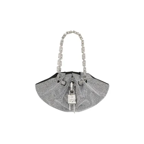 Givenchy Kenny Satиновая Рюшированная Сумка на Одно Плечо Мини Женская Серебряная