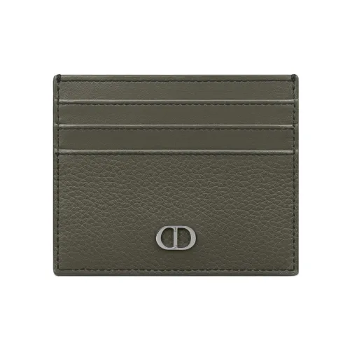 DIOR Рельефная Телячья Кожа Держатель для Карт Мужской Оливково-Зеленый
