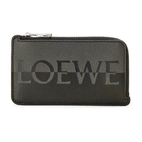 LOEWE Телячья кожа Держатель для карт кошелек Мужской Антрацит Черный