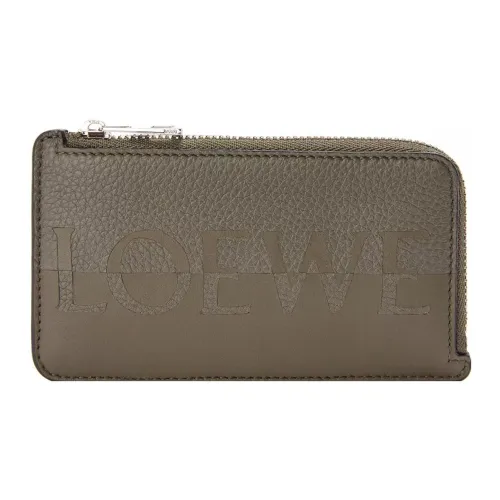 LOEWE Коровья кожа Держатель для карт кошелек Мужской Хаки зеленый Оранжевый