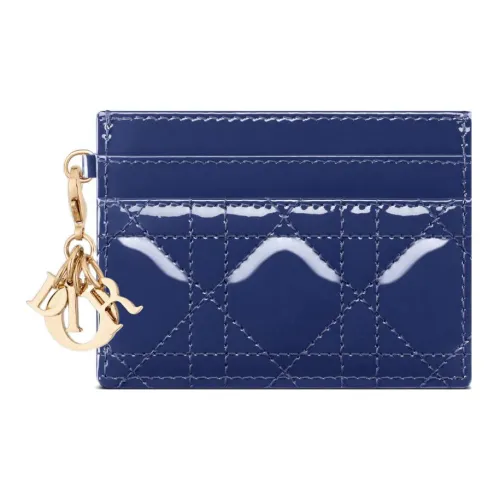 DIOR Lady Dior Лакированная кожа Телячья кожа Кошелек Держатель для карт Держатель для карт Стандартный Женский Королевский синий