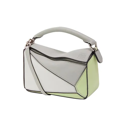 LOEWE Пазл Коровья кожа Пазл Сумка Сумка Сумка через плечо Сумка через плечо Мини Женская Дымчато-серый Светло-голубой