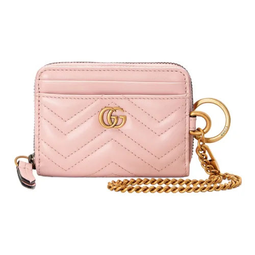 GUCCI GG Marmont Кожаный держатель для карт и кошелек женский розовый