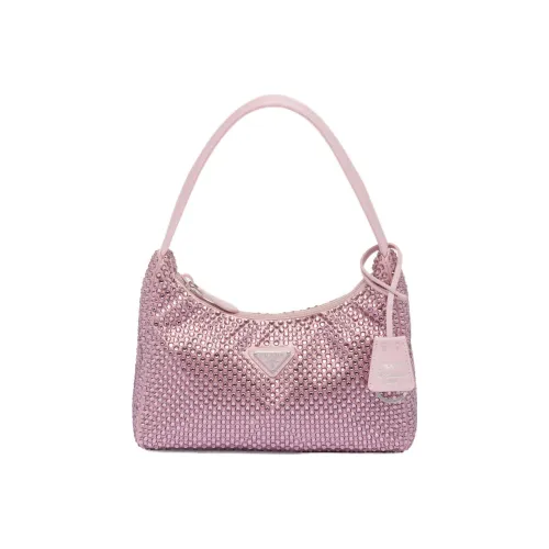 PRADA RE Editionhobo Искусственный кристалл Satin Сумка через плечо Мини Женский Розовый
